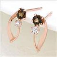 Plus-プリュス-ピンクゴールド×スモーキークォーツピアス