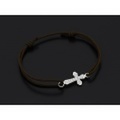SYMPATHY OF SOUL（シンパシーオブソウル）　Smooth Cross Medium Cord Bracelet - Silver w/CZ（スムースクロスミディアムコードブレスレット - シルバー w/キュービックジルコニア）