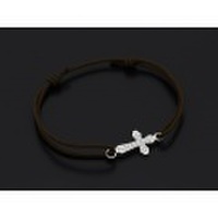SYMPATHY OF SOUL（シンパシーオブソウル）　Smooth Cross Medium Cord Bracelet - Silver w/CZ（スムースクロスミディアムコードブレスレット - シルバー w/キュービックジルコニア）