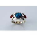 Turquoise & Carnelian Silver Ring