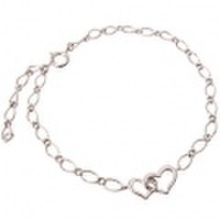 [受注生産]ダブルハートブレスレット （プラチナコーティング）95-2398