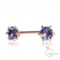 me.luxe 　K10PG タンザナイト/誕生石1粒石ピアス（ピンクゴールド）95-0742