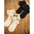 veerle りぼん×レース×ファーアンクレット付き*靴下（全2色）