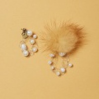 waffle　ワイヤークロシェのパールピアスとイヤリング