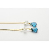 【オリジナル】ブルートパーズ BlueTopaz ハーキマーダイヤモンド HarkimerDiamond 【１点もの】天然石 ピアス ［P1507R-001］［真実の開花］