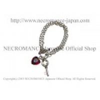 【ネクロマンス NECROMANCE】 ハート&キー チャームブレスレット Heart and Key Charm Bracelet 鍵 薔薇