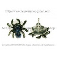 【ネクロマンス NECROMANCE】 ラインストーン スパイダーピアス Rhinestone Spider Pierce ＜ブルー/Blue/青＞ 蜘蛛