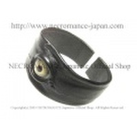 【ネクロマンス NECROMANCE】 ワイドレザー義眼バングル Wide Leather Eye Bangle ＜グリーン/Green/緑＞ 目玉 革