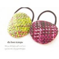 【メール便ＯＫ】丸いラウンドモチーフの編み編みヘアゴム　全2カラー