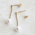【送料無料】 K18 Little mermaid water pearl swing pierce/6mm（リトルマーメイド淡水パールスウィングピアス）