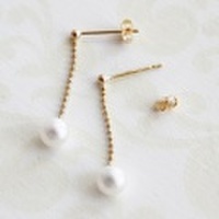 【送料無料】 K18 Little mermaid water pearl swing pierce/6mm（リトルマーメイド淡水パールスウィングピアス）