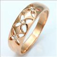 【送料無料】K10ピンクゴールドダイヤモンドリング（フラワーレリーフPG）