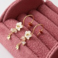 【送料無料】【日本製】18金/K18 ピアス ゴールド　花/フラワー フック式　0268-PG14