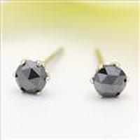【送料無料】ジェムケリープラチナローズカットブラックダイヤモンドピアス（0.3ct）