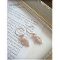 ひし形淡水パールのサークルフックピアス(14KGF)