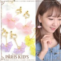 イヤリング 花 フラワー 花びら セミクリア 透け感 マット パステル 揺れる ピンク イエロー パープル ホワイト ymgir