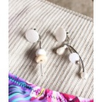 ウッドパーツアシンメトリーイヤリング/2カラー