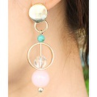 カラーストーンゴールドサークルピアス/3カラー