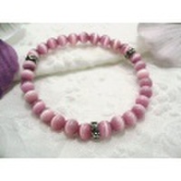 キャッツアイ数珠ブレス　ピンク