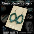 クリックポストのみ送料無料！シルバー925　ターコイズ　イヤリング　インディアンジュエリー　天然石Native American Style Turquoise Sterling Silver Pierced Earrings WILD HEARTS Leather&Silver(ID pe2895)