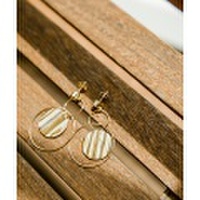 ストライプアクリル×フープピアス/4カラー