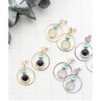 ダブルフープ×ストーンピアス