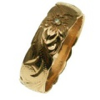 ハワイアンジュエリー オーダーメイド しっかりした1.75mm厚 幅6mm 14金 イエローゴールド ダイヤモンドバレルリング