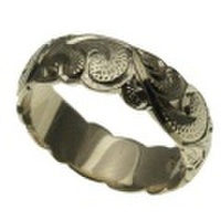 ハワイアンジュエリー オーダーメイド しっかりした1.75mm厚 幅8mm 14金ホワイトゴールド バレルリング