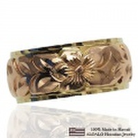 ハワイアンジュエリー オーダーメイド 最適な2mm厚 幅8mm 14金 ２トーンリング ピンクイエローゴールド