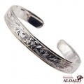 ハワイアンジュエリー バングル ブレスレット ハワイアンスクロール オープンバングル 10mm メンズ レディース シルバー プルメリア スクロール バレル カフ フリーサイズ