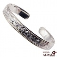 ハワイアンジュエリー バングル ブレスレット ハワイアンスクロール オープンバングル 10mm メンズ レディース シルバー プルメリア スクロール バレル カフ フリーサイズ