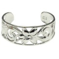 ハワイアンジュエリー 透かしプルメリアスクロールデザイン 幅広8mm ピンキー＆トゥーリング