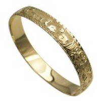 ハワイアンジュエリー 本格オーダーメイドゴールドバングル バレル しっかりした1.75mm厚 12mm　選べるデザインやゴールドカラー