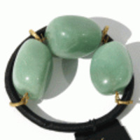 ブランド-L.EricksoｎUSAヘアアクセサリー◆トリプルリアルストンヘアゴム◆ジェイド