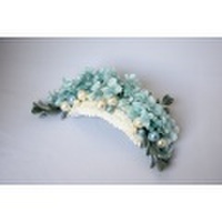 ベビーブルーとオフホワイトのボンネット