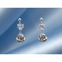 ホワイトゴールド キュービックピアス/0211