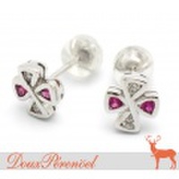 ルビー ダイヤ ピアス K18WG D:0.05 D:0.05 [18金ホワイトゴールド レディース]