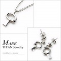 金属アレルギー対応のチタンジュエリー/チタンアクセサリー　敏感肌の方におすすめな金属アレルギー用ペンダント＆ピアス セット　MARE/マーレ　プラチナイオンコーティング チタンペンダント＆ピアス セット セット［ミラー仕上げ］ ［送料区分：A］［お取り寄せ商品］