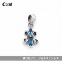 在庫1点のみ ペンダントトップ サージカルステンレス クレスト ジルコニア SUS316L メンズ