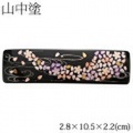 山中塗　漆芸バレッタ　長角（小）　舞桜　ブラック (4X-109)　Barrette, Japanese lacquerware