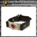 正規取扱店 HTC #ID VINTAGE BRACELET(IDヴィンテージブレスレット) ヴィンテージブラックレザーxレッドストーン