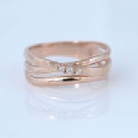 大ぶりピンキーリングダイヤモンド付　ピンクゴールド 小指指輪　y120050p