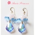 天使のスワロフスキーピアス【アクアマリン＆クリスタル】