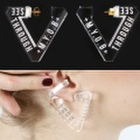 透明 アクリル プレート ピアス トライアングル クリア シンボル ポリゴン 幾何学 三角 派手 原宿 渋谷 インパクト 派手 ネオギャル ギャル モノトーン 760609