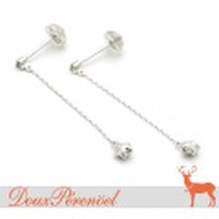 流れ星が揺れる ダイヤモンド ピアス K18WG D:0.03 D:0.03 [スター 18金ホワイトゴールド スウィング]