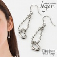 純チタンピアス(フック)ミニオープンハートPF210pair