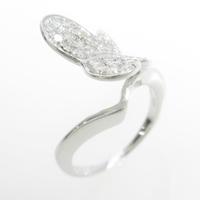 K18WG バタフライ パヴェ ダイヤモンドリング