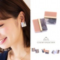 イヤリング　スクエア　バイカラー　ゴールド　シンプル　ピアス　レディース　ジュエリー　大人可愛い　ピアス　プレゼント　アクセサリー　スクエア　モチーフ　ピアス　トレンド　シンプル　イヤリング