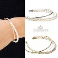 ブレスレット　２連ブレスレット　パール　ブレスレット　ニッケルフリー　ブレスレット　上品　大人可愛い　ゴールド　シルバー　ブレスレット　シルバー　レディース　ジュエリー　プレゼント　ブレスレット　上品　シンプル　メタル　ブレスレット