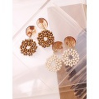 アクリル×ウッドビーズサークルピアス(全2カラー)